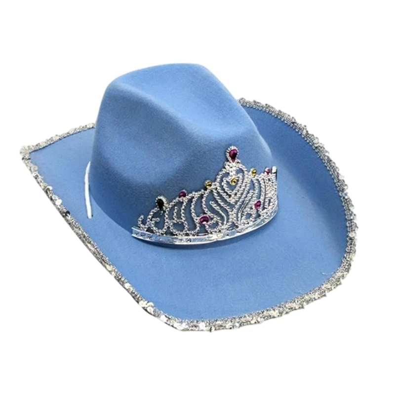 Jeweled Cowboy Hats Heavy Crystal Panama Hat Surprise Gift for Girl Boys Bride Hat for Carnivals Music Festival