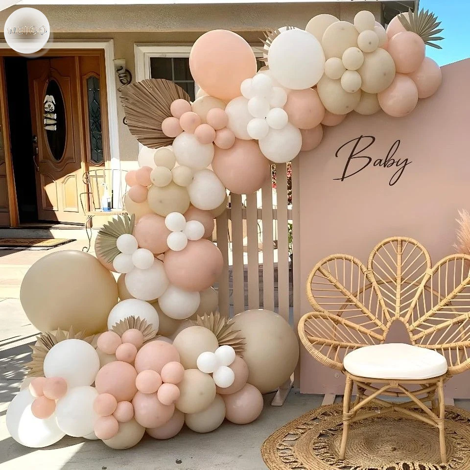 

Macaron pink balloon set flower arch wedding beach beige balloon happy birthday party balloon decoration children adult baby