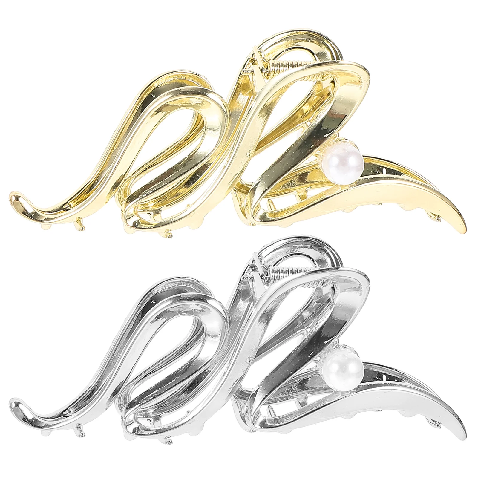 

2Pcs Pearl Decorative Hair Accessories Elegant Metal Waves for Thick Long Hair Styling Tools Prom Party
