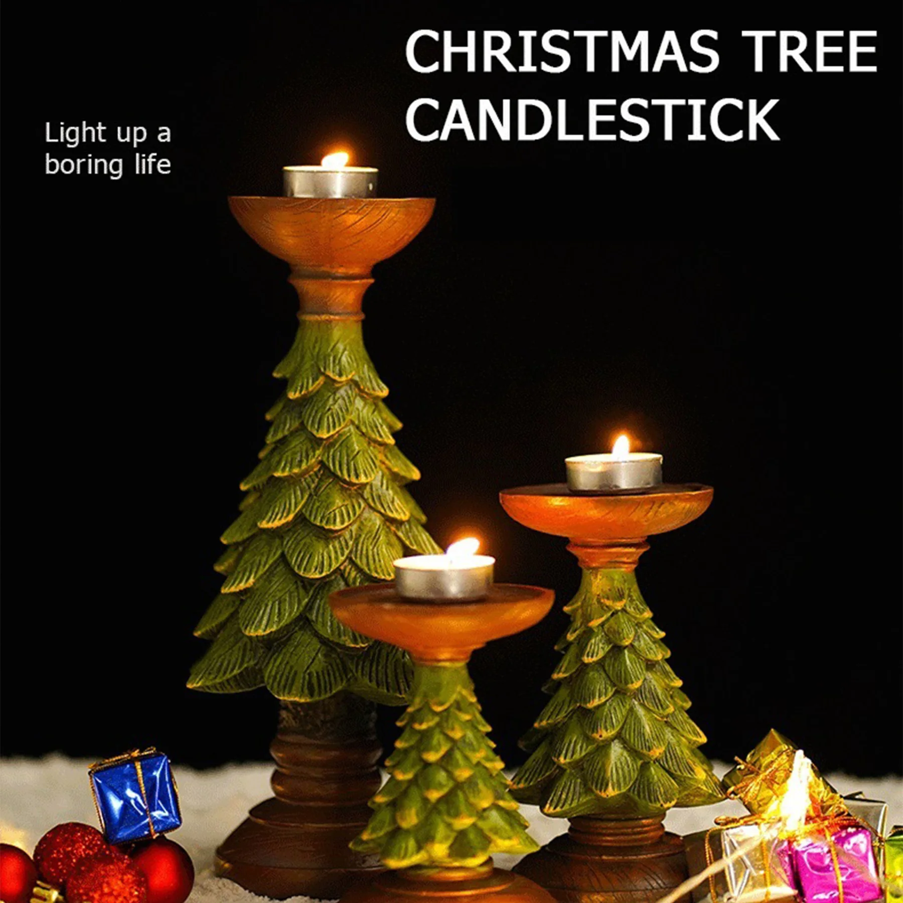 

Resin Christmas Tree Table Decor New Year Gift Home Decor Center of Wedding Tables Stick Stand Ornament Candlestick