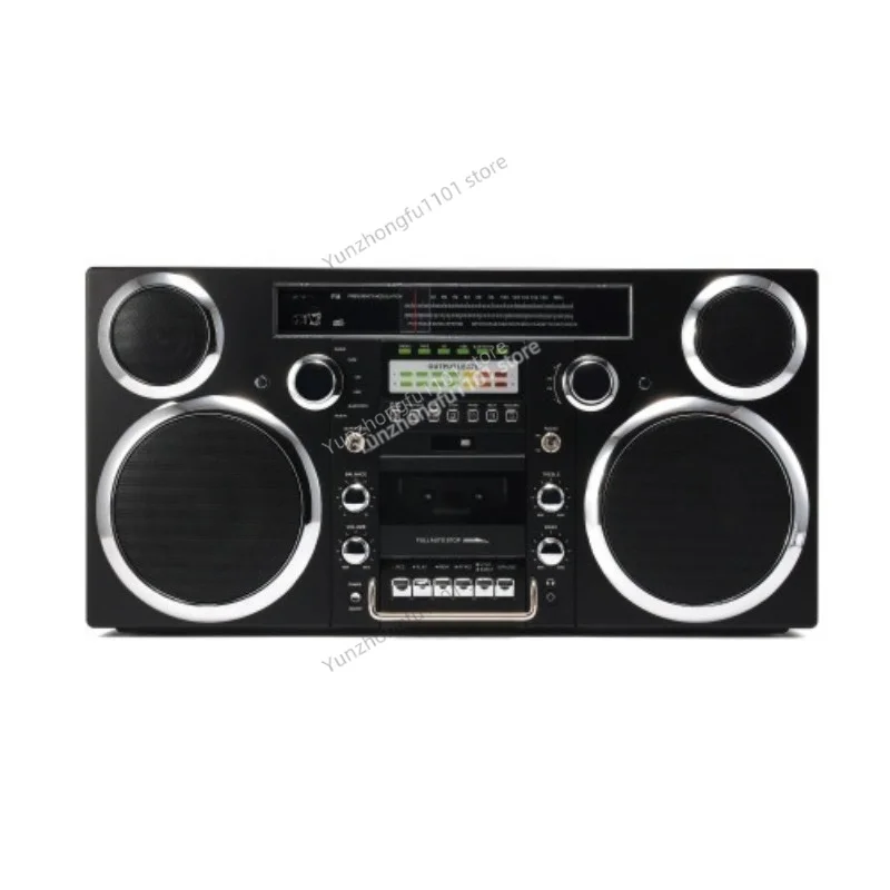 Large Retro CD & Tape Player All-in-One Wireless Bluetooth Speaker, HiFi High Fidelity Sound with Radio