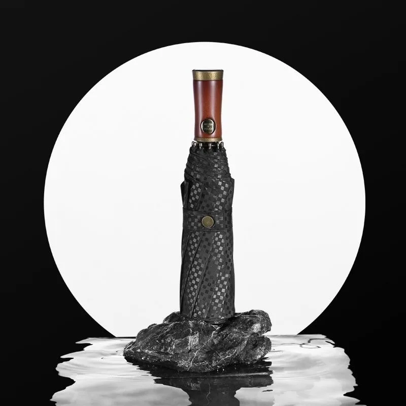 

Британский легкий роскошный стиль 10-костный деловой зонт, полностью автоматическая защита от солнца и ультрафиолета, мужской деловой зонт