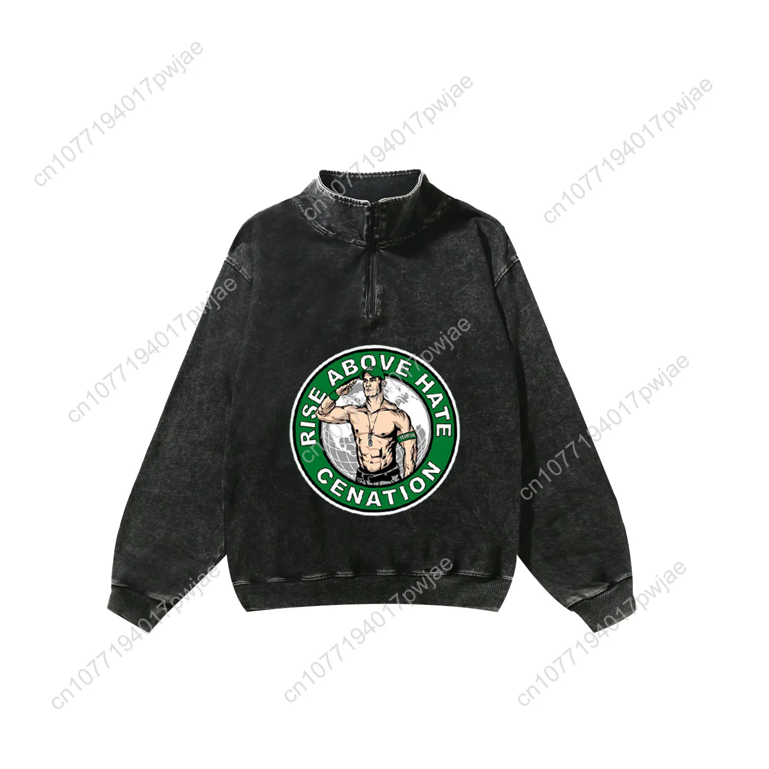 

John Cena 20 Years Never Give Custom Retro Sweatshirt Mans Womans Half Zipper Vintage Sweat Shirt Photo Custom Made Tops