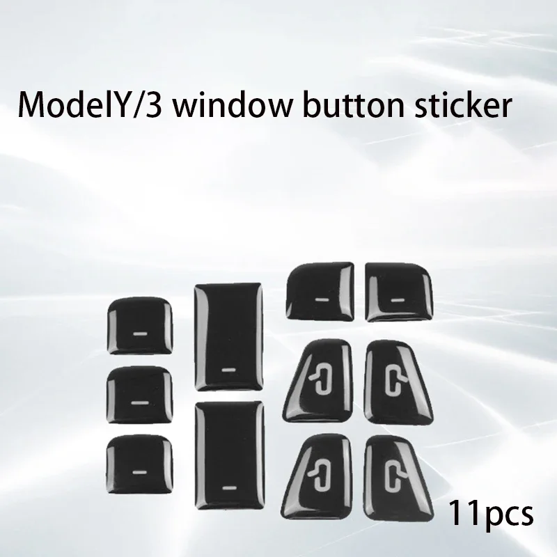 Door window button For Tesla Model 3 Y Button Patch Panel Sticker 11 Piece Set Modification Decoration Car Interior Accessories