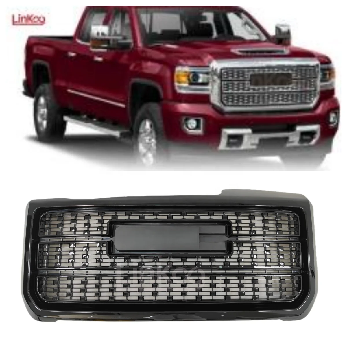New Front Bumper Grille 84542600 For GMC Sierra 2500 Denali 2015 2016 2017 2018 2019 ABS Glossy Black