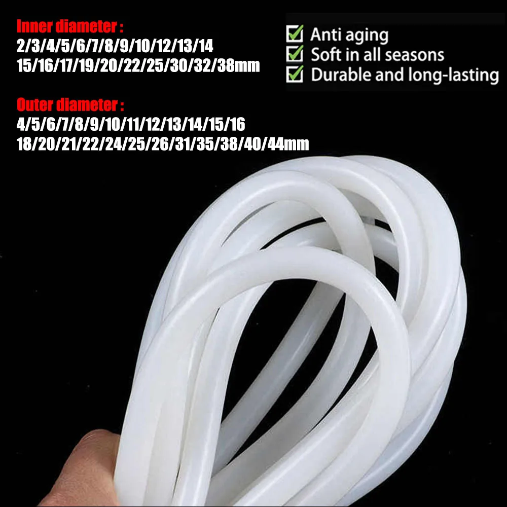 

1M/2M/5M White Food Grade Silicone Rubber Hose OD 4/5/6/7/8/9/10/11/12/13/14/15-44mm Flexible Nontoxic Silicone Tube ID 2-38mm