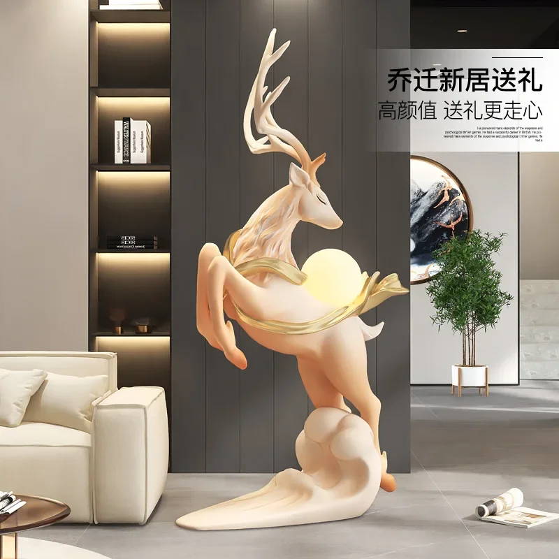 120cm Sculpture Creative Large Deer Statue Floor Decoration Living Room,Foyer,Sofa Side Lamp Ornament,Home Decor,Customized