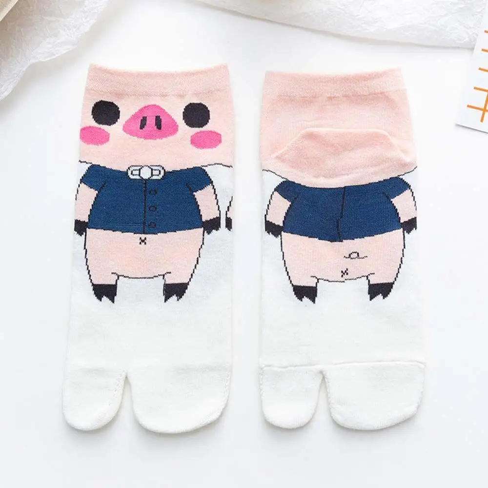 

Breathable Cute Cotton Flip-flops Socks Two Finger Socks Split Toe Female Pig Socks Two Toe Socks Low Tube Socks Geta Socks