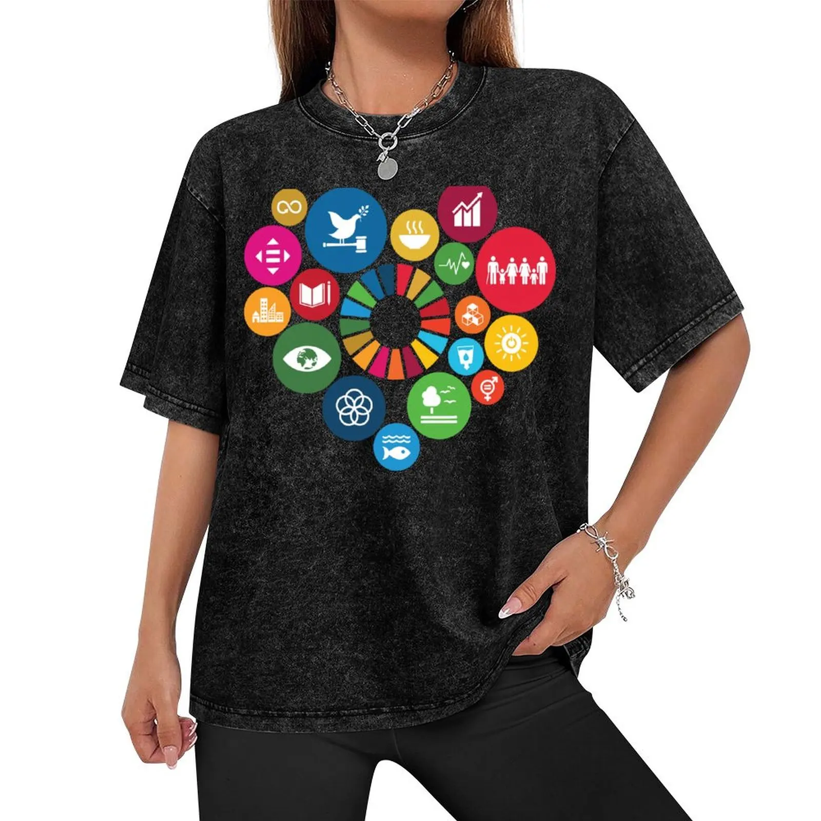 I Love Sustainable Development Goals SDGs 2030 T-Shirt custom t shirt Blouse black t shirts for men