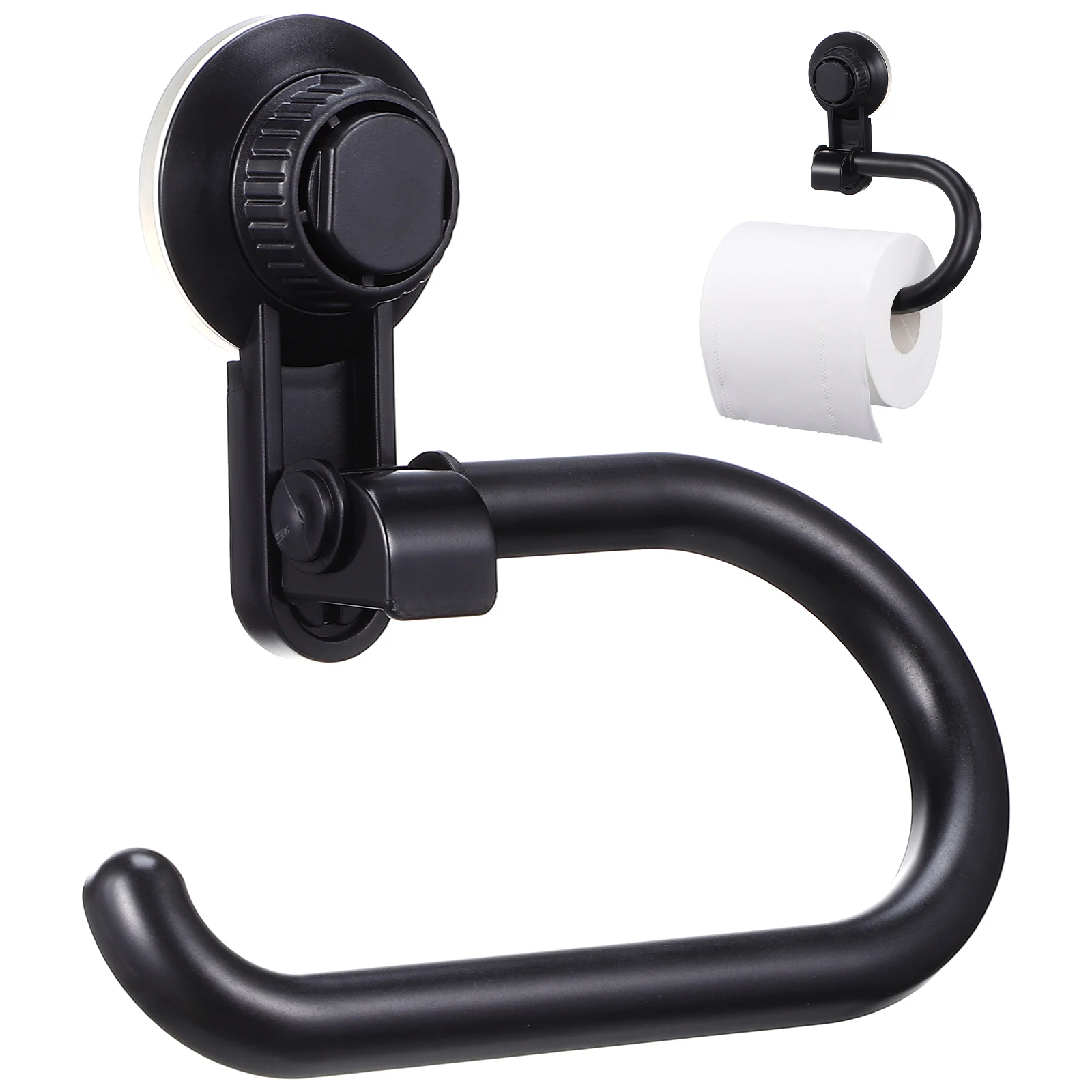 

Suction Cup Toilet Paper Holder Wall Mounted Tissue Roll Dispenser Bathroom Kitchen Black Saving Design Non Slip