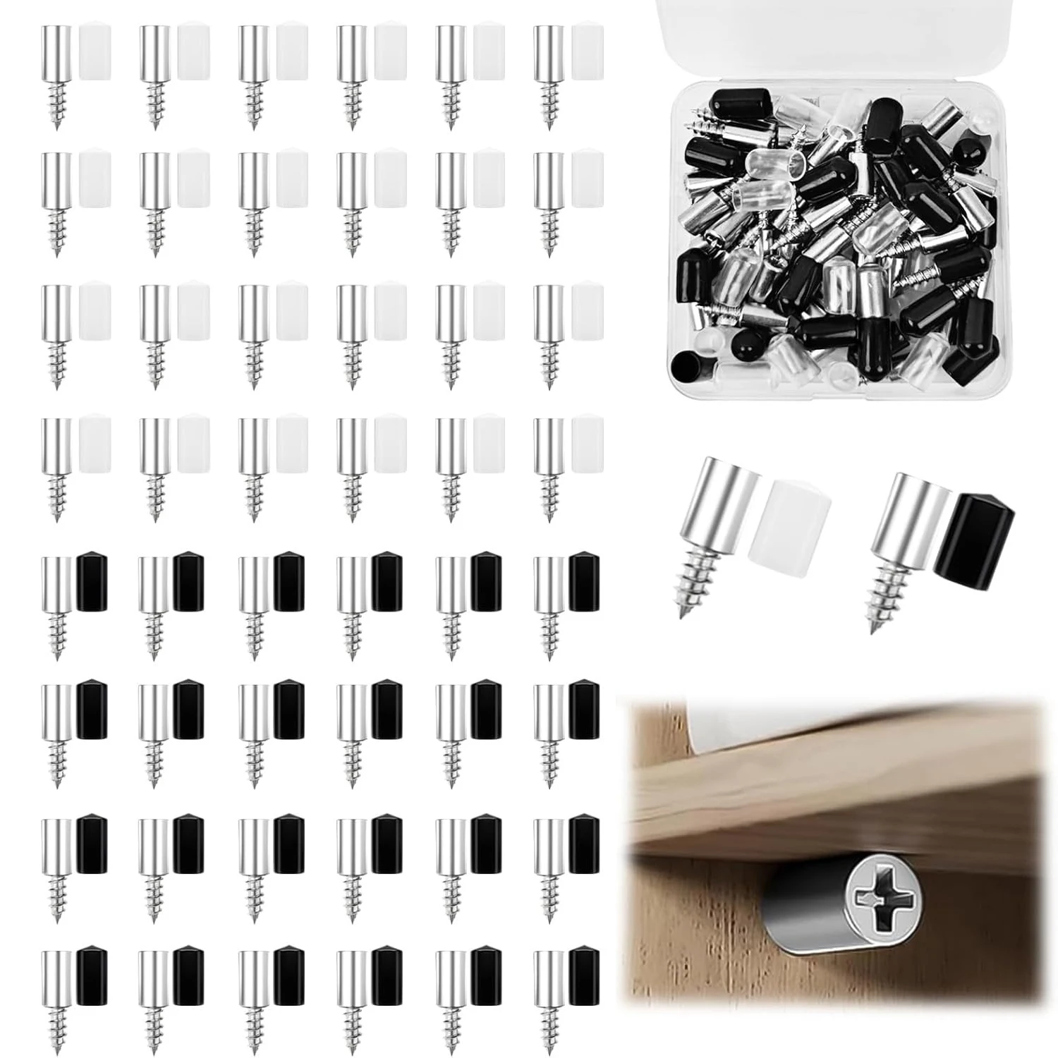 Parafusos Autoatarraxantes para Armários, Pinos de Suporte para Prateleiras Laminadas com Luva Antiderrapante, Pinos para Prateleiras de Cozinha, Vidro, Móveis e Armários