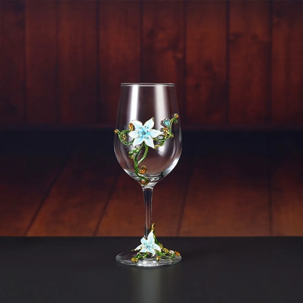 Drinking Glasses Transparent Wine Glass Enamel Exquisite Clear Stemmed Cup Luxury 3D Creative Tall Glass Party Bar