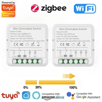 Tuya WiFi ZigBee Smart Dimmer Schalter Modul Benötigen Neutral Breaker LED Lichter Dimmbare Schalter Sprachsteuerung Arbeit mit Alexa Google