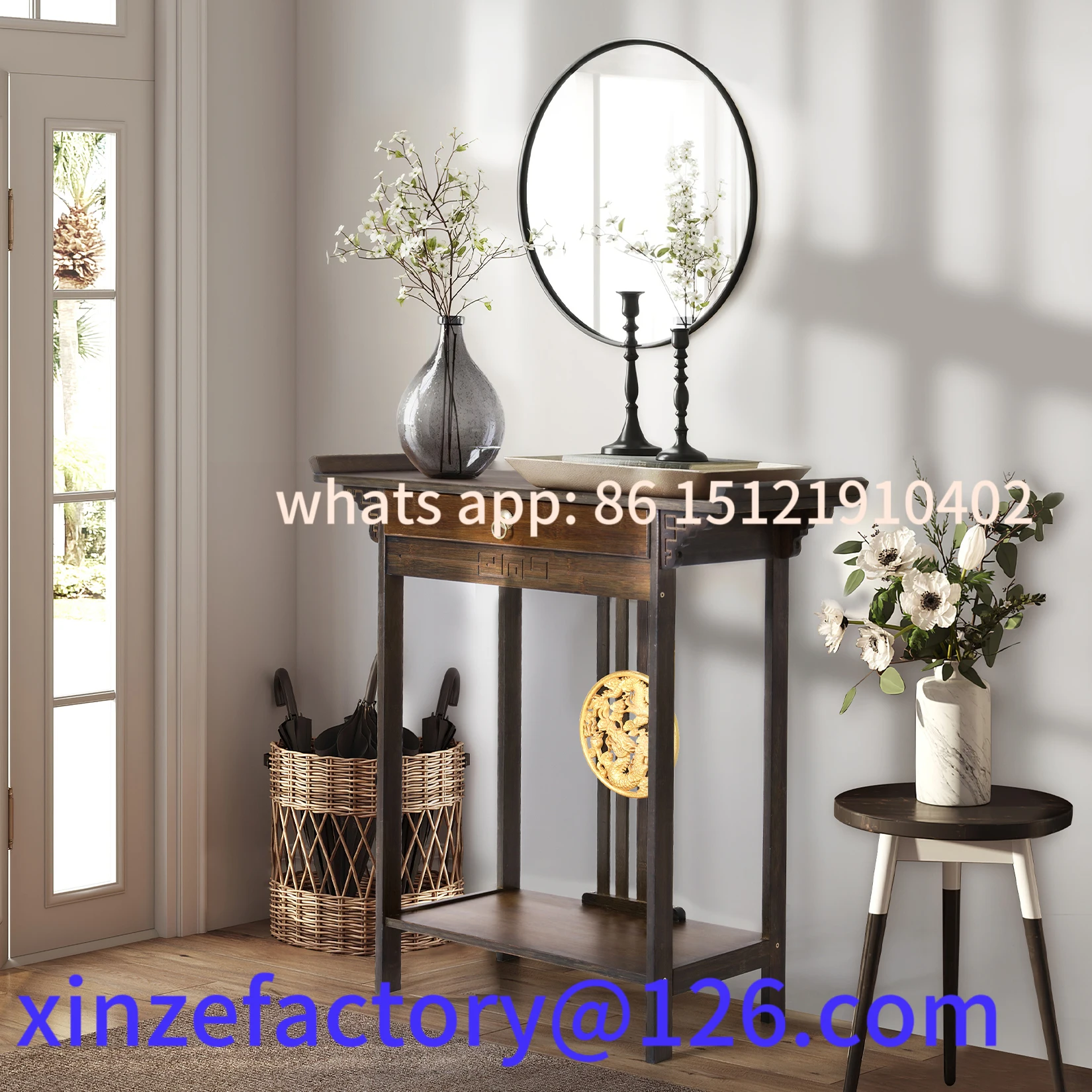 

Customizable Console Table Chinese Entryway Sofa Side Table Skinny Hallway Sofa
