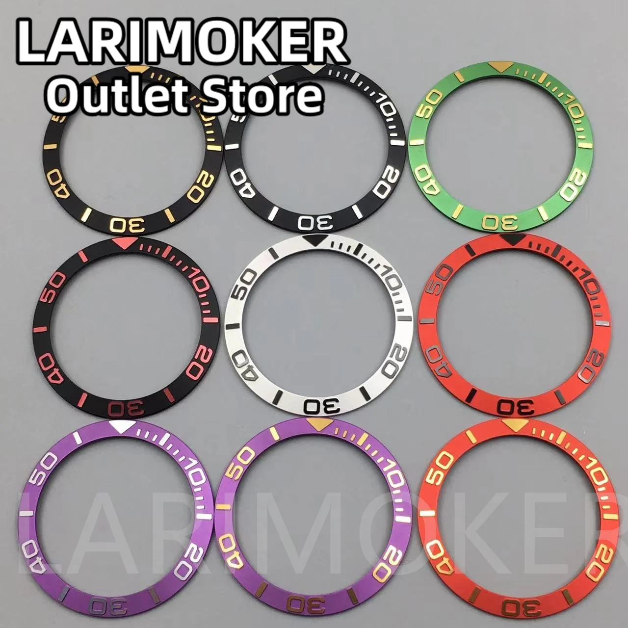 LARIMOKER insertos de bisel de cerámica de 38mm, insertos de bisel de inclinación de relojes coloridos, piezas de caja de reloj de 40mm, nuevo