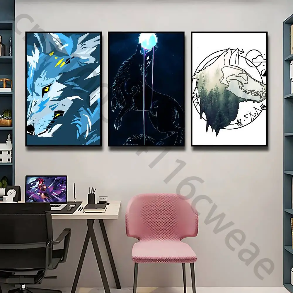 Cool Wolf Totem Wall Art Poster Print Wall Decor for Living Room Bedroom Home Decoration