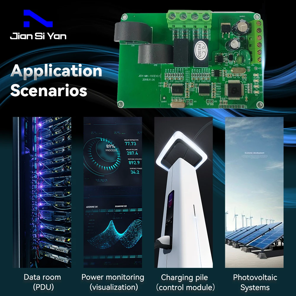 JSY-MK-193 50A Single Phase AC Metering Module RS-485 Modbus-RTU 2 Channels In Both Directions