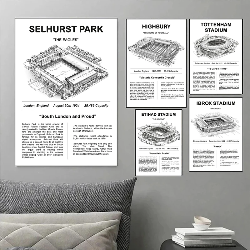 ملصقات ملعب كلاسيكية باللونين الأبيض والأسود، تعرض الهندسة المعمارية البسيطة، لوحة قماشية توضيحية، طباعة فنية لديكور المنزل #2
