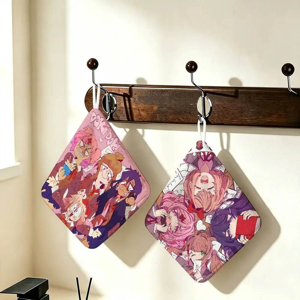 Game Doki D-Doki L-Literatuare Club Kitchen Hand Towel Soft Absorbent Bathroom Hanging Towel Cartoon Kids Wipe Handkerchief