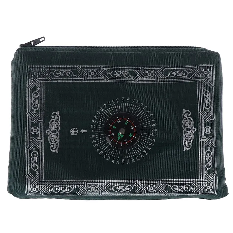 Muslim Prayer Rug Polyester Portable Braided Mats Simply Print with Compass In Pouch Travel Home Mat Blanket 100*60cm 5 Color