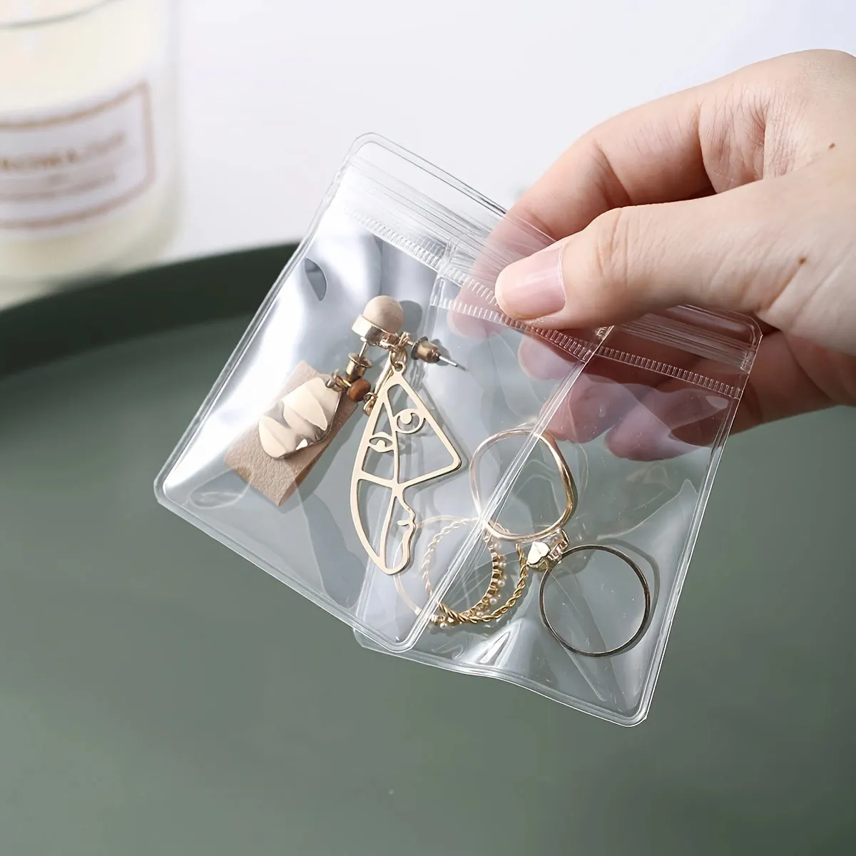 

20pcs,Transparent PVC jewelry bag, jewelry zipper storage bag, ring, earring, necklace anti-oxidation packaging bag