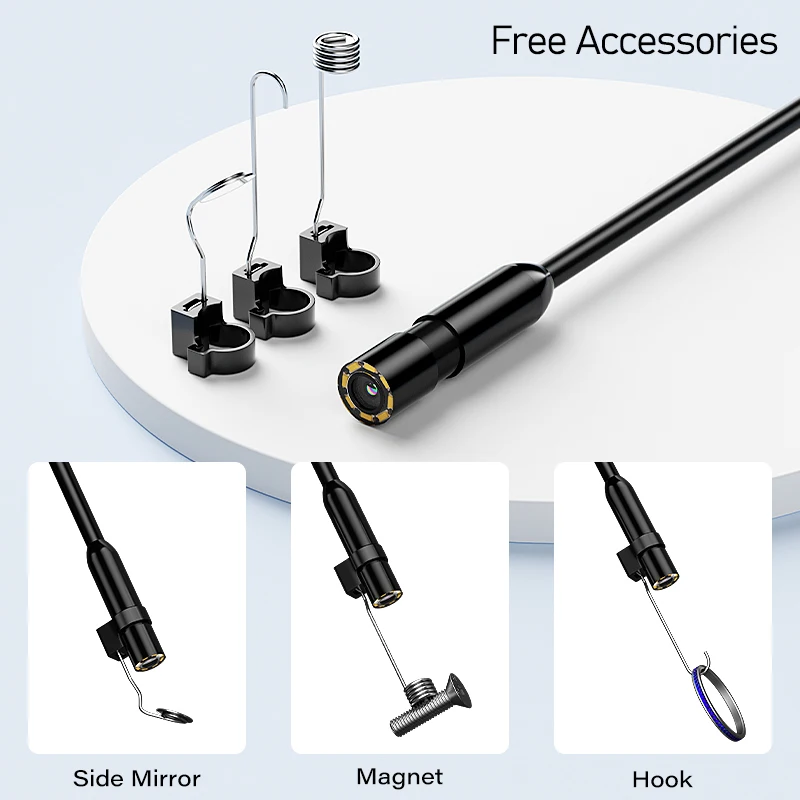 4.3'' Hand-held Industrial Endoscope 8mm Camera 1080P HD Rigid Cable IP67 Borescope Inspection Piping Car Sewer Camera 2600mAh view 6