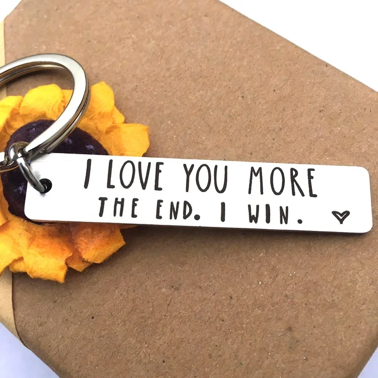 Gift for Boyfriend I Love You More The END I Win Stainless Steel KeyChain Gift for Husband Girlfriend Couple