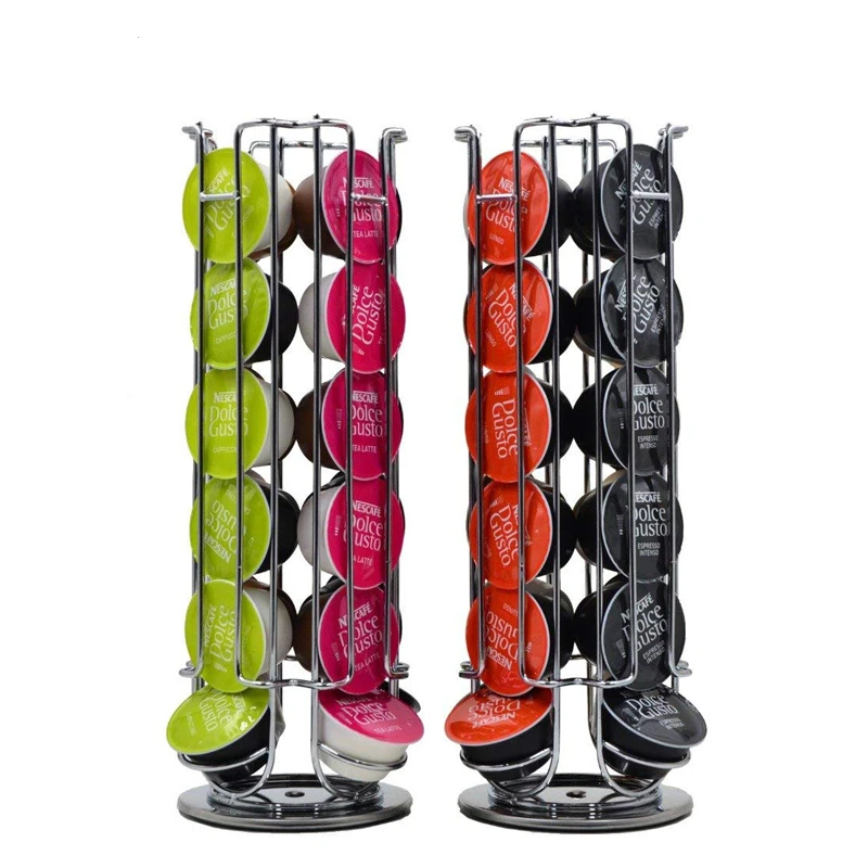 LMETJMA 360-degree Rotation 24 Dolce Gusto Coffee Capsule Holder Coffee Capsule Stand Coffee Capsule Storage Rack JT222