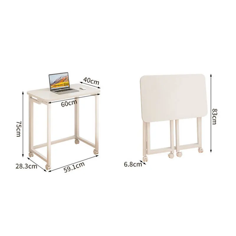 Foldable pulley table Space-saving household simple dining table Study table Computer table with bookshelf table