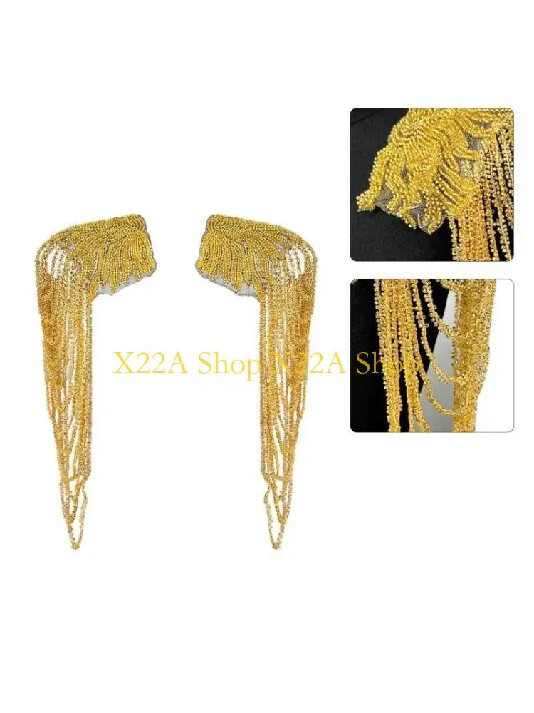 

Уникальные плеч Epaulets сценический костюм с блестками с блестками Epaulet Plough Wroud Propects Epaulet Costum