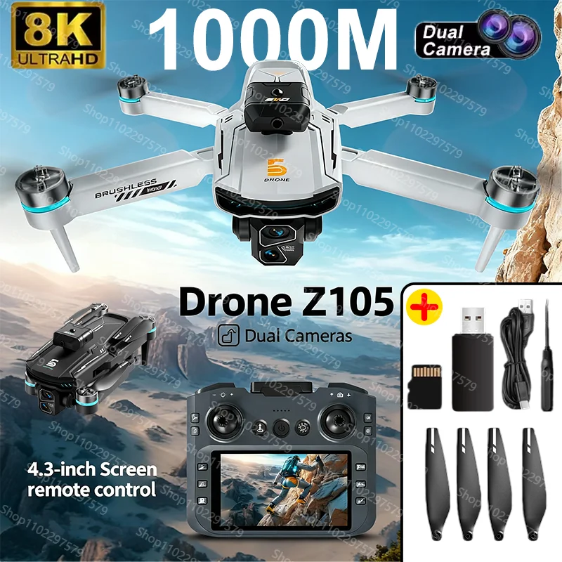 Z105 الطائرة بدون طيار المهنية كاميرا مزدوجة 5G واي فاي نظام تحديد المواقع FPV الطائرات بدون طيار التدفق البصري فرش السيارات كوادكوبتر التصوير الجوي لعبة درون هدية
