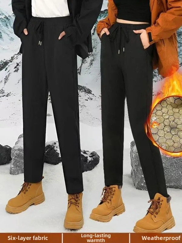 

Large Size Bla Gold Knee Pads Outdoor Casual Pants Fce Thiened Windproof Cold Resistant Warm Winter Outdoor Wear Slim ...