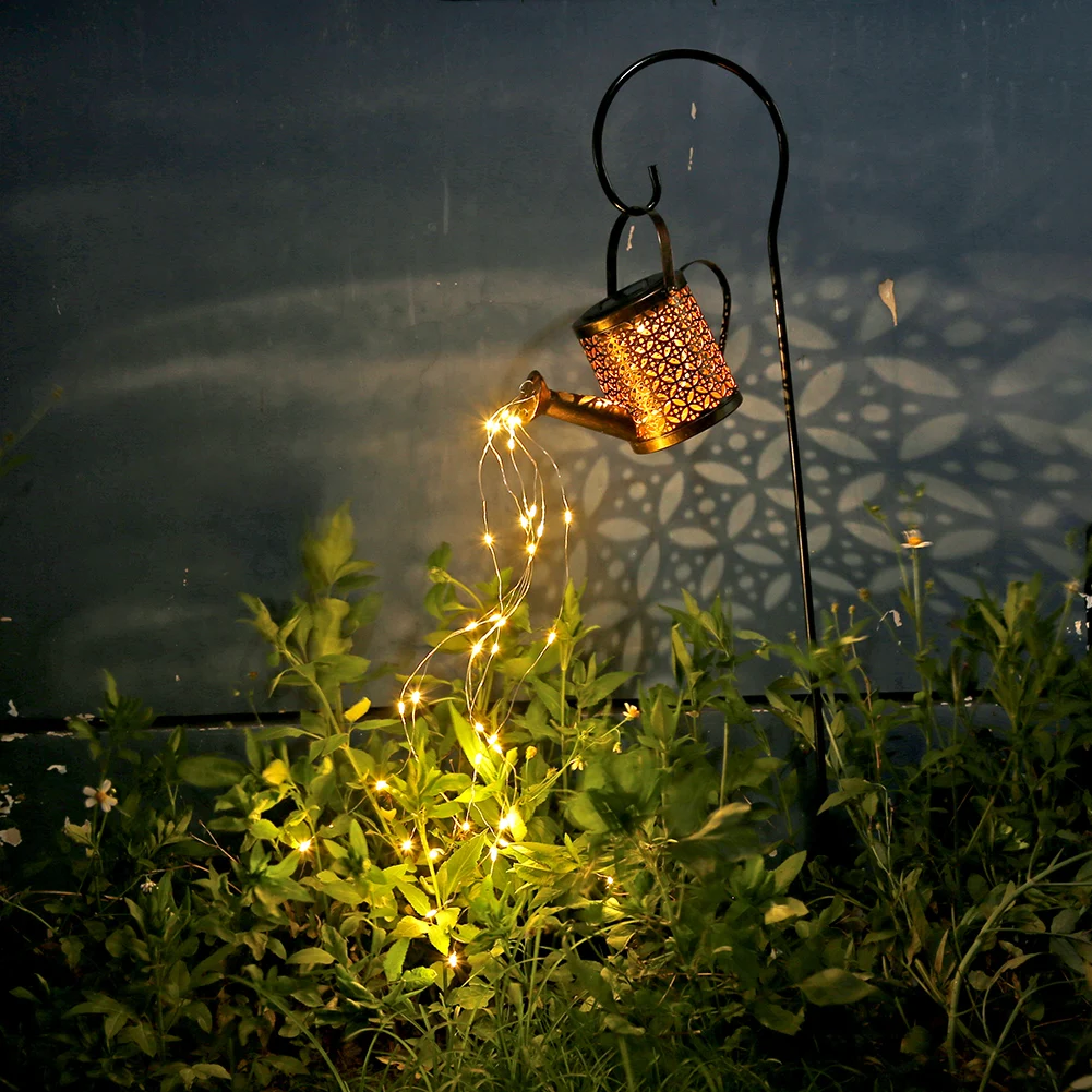 Solar Watering Can with Lights Outdoor Solar Garden Lights Decro Solar Lights Waterproof Hanging Lantern for Yard Patio