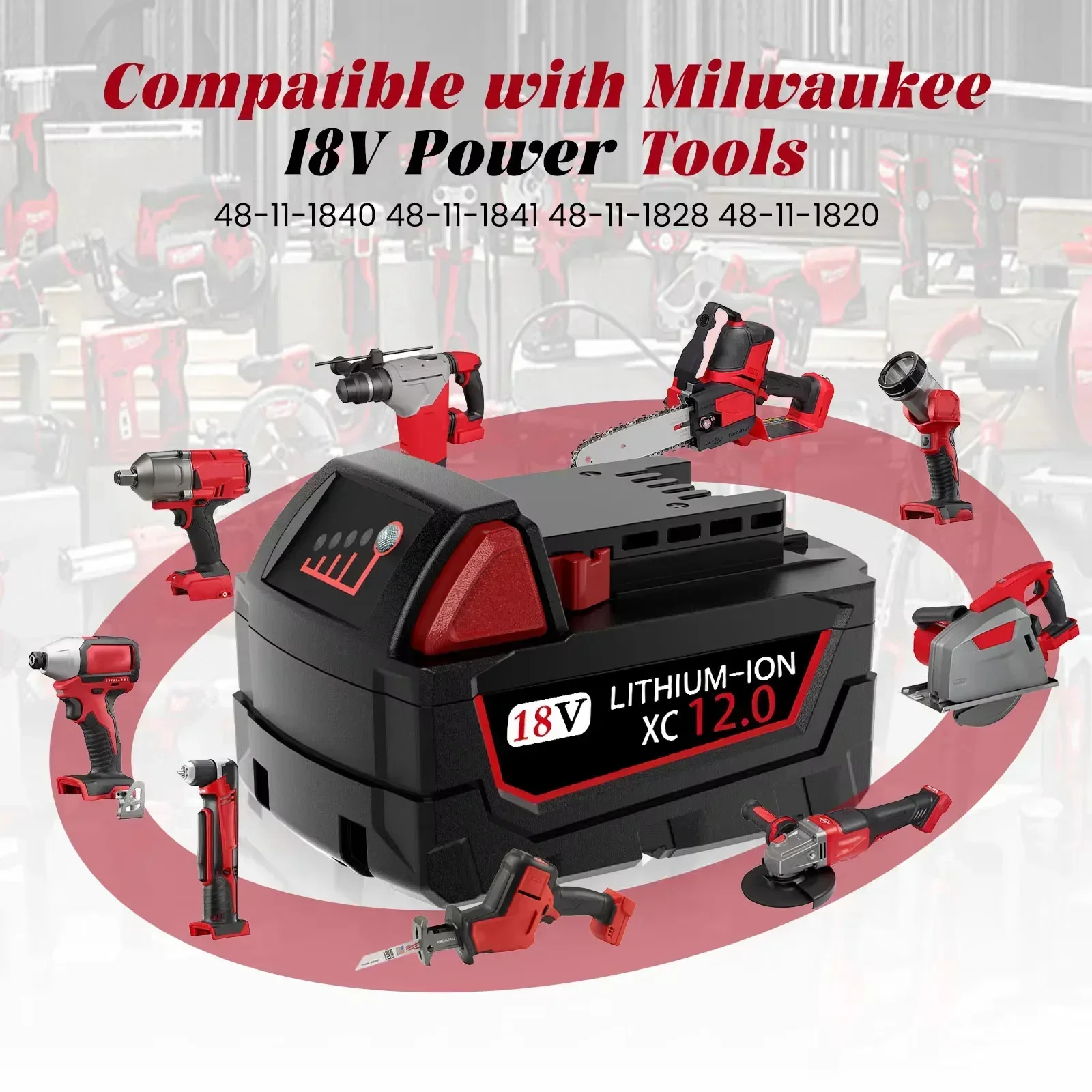 100% original 18V 12.0Ah Replacement for Milwaukee M18 Lithium Battery XC 48-11-1860 48-11-1850 48-11-1840 48-11-1820 48-11-1815