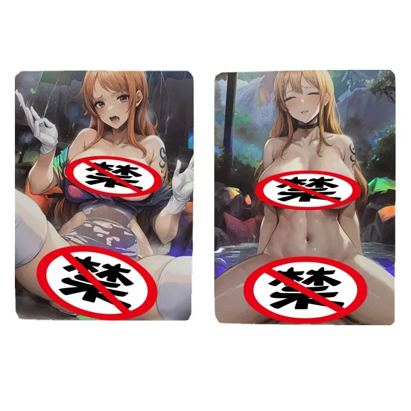 2pcs/set Anime One Piece Nami Heroine ACG Kawaii DIY Sexy Nude Card Hobby Toy Gift Classic Game Collection Card