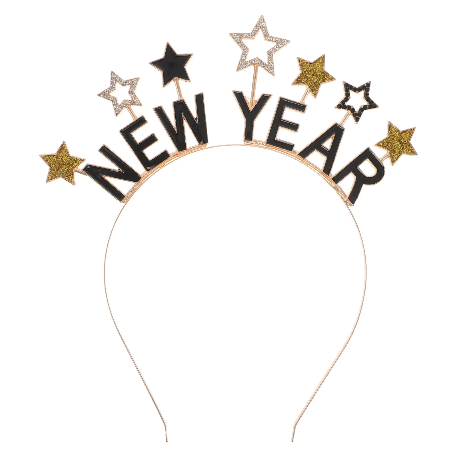 Chinese New Year Headband 2026 Glitter Crystal Letters Star New Year Party Tiara Holiday Hair Hoop Supplies Happy 2026 Headband
