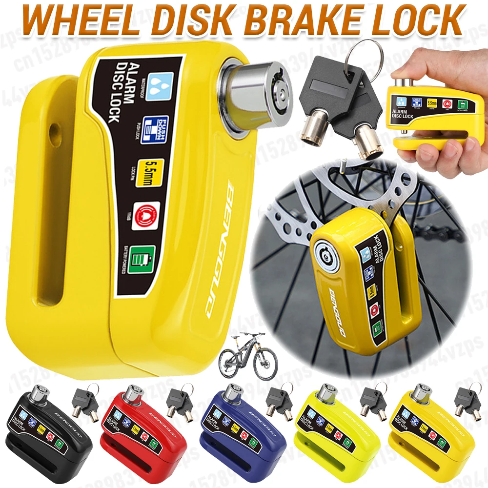 Motorcycle Disc Block Alarm Lock Wheel Disc Brake with Key Moto Scooter Bicycle Waterproof Anti-theft Padlock Motorcycle Alarm