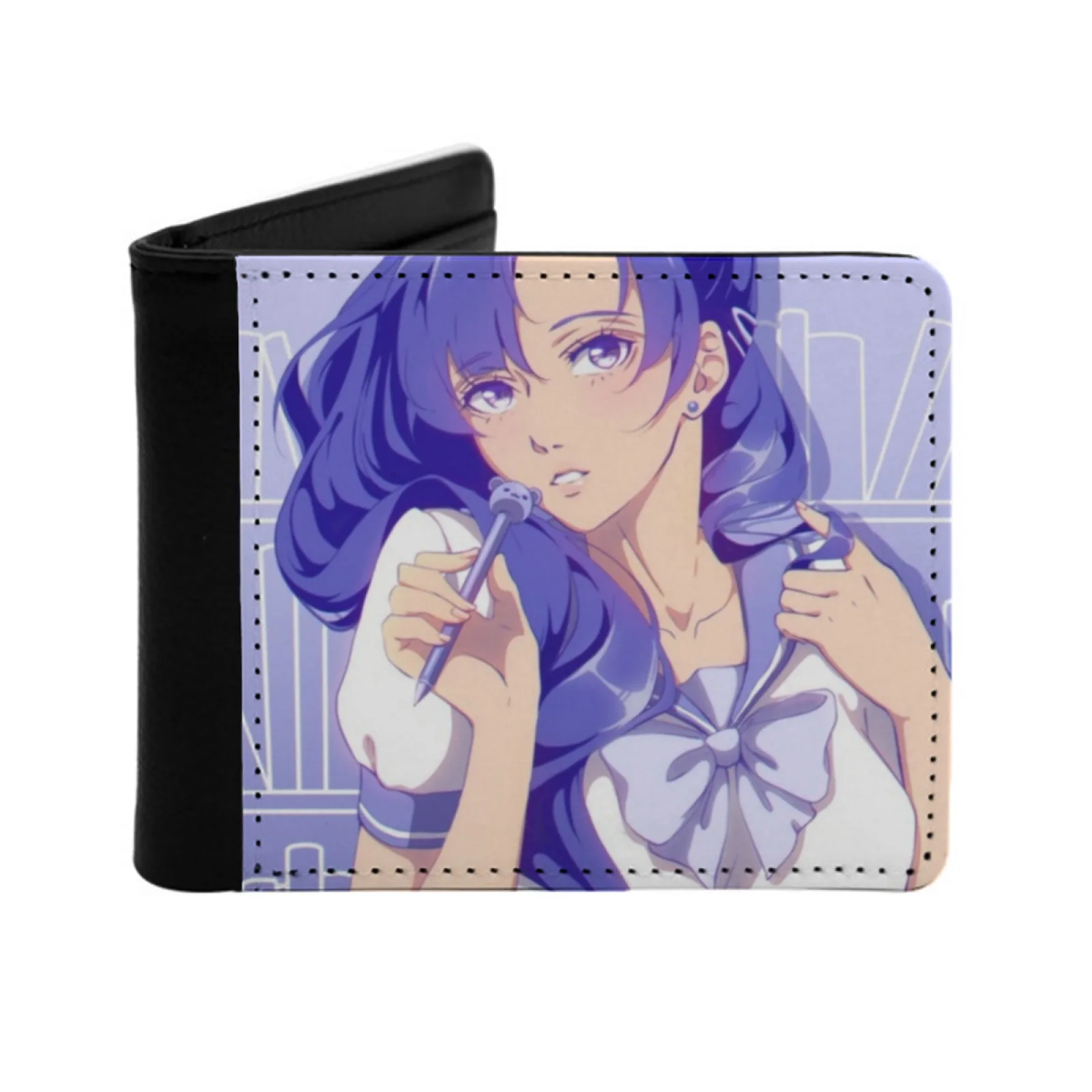 

The Cute Anime Schoolgirl Men's Wallet Pu Leather Wallet Multifunction Credit Card Purse Anime Manga School Office Tools Study