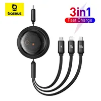 Baseus Retractable 100W USB C Cable For iPhone 15 Pro Max Fast Charging Portable 3 in 1 USB Type C Charger Cable For Macbook