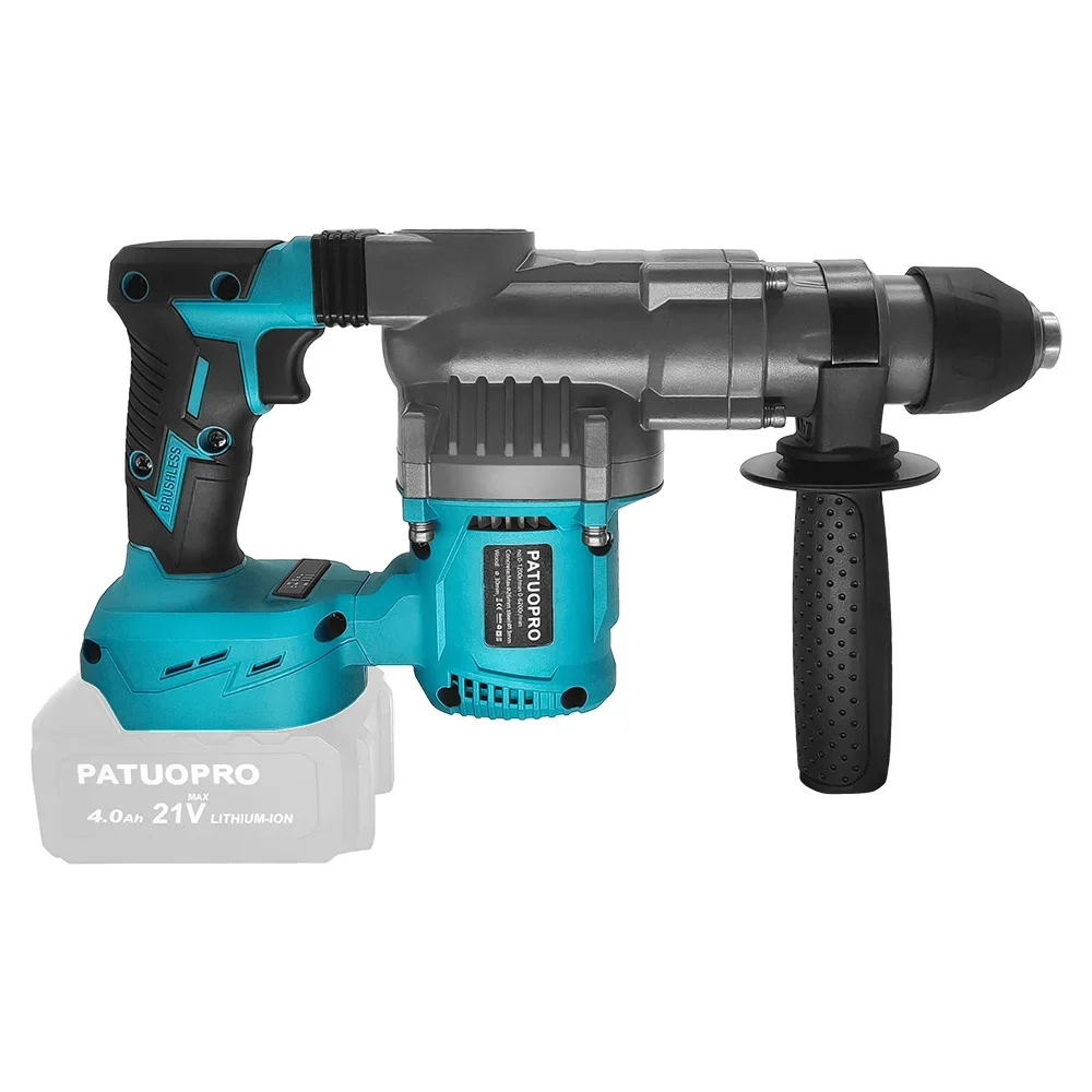 Brushless Electric Impact Hammer Drill 26mm 2-Mode Rotary Hammer Multifunctional Cordless Power Tools Fit Makita 18V Battery