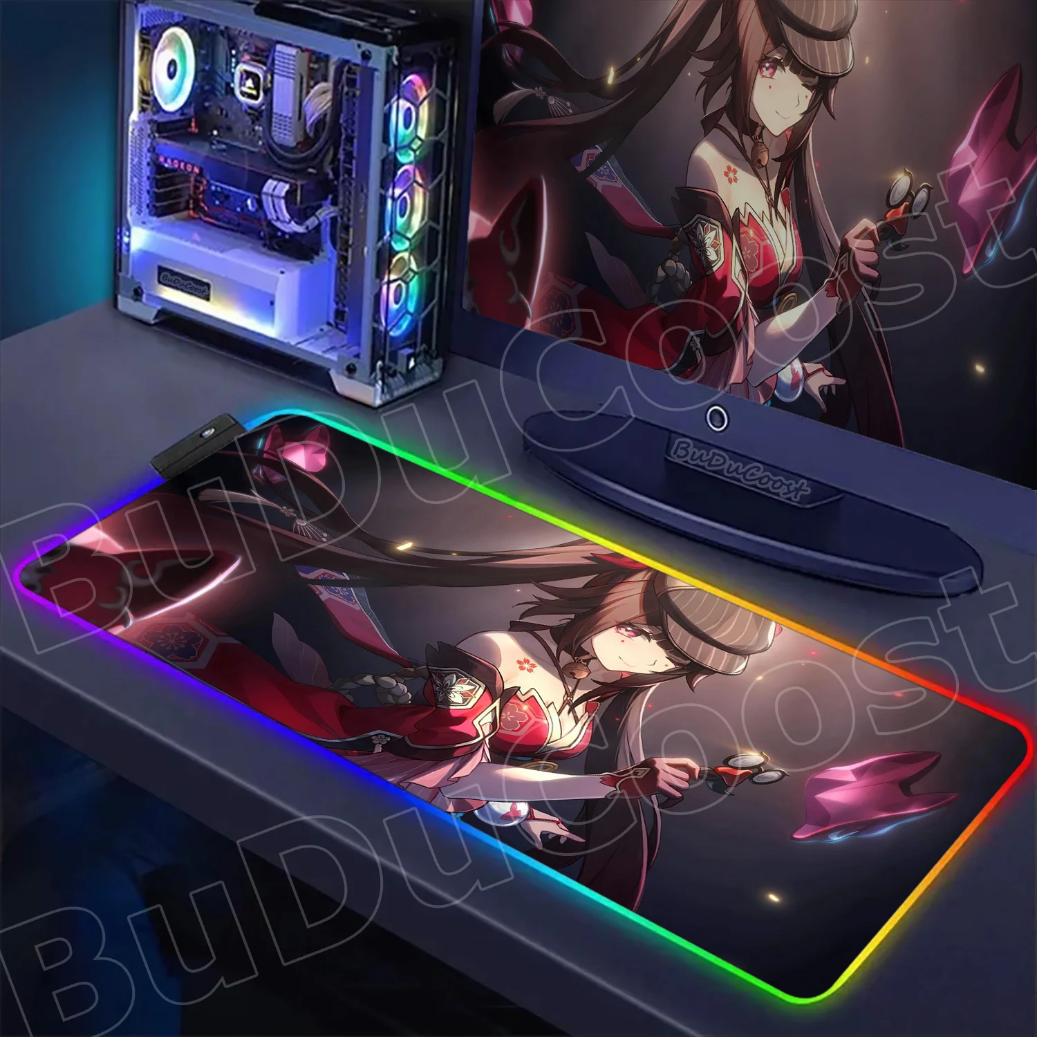 

RGB Mouse Pad Honkai Star Rail Sparkle game mat LED Non-slip Mat Rubber Gamer Accessories Keyboard Rug Cute Gamer Girl Mousepad