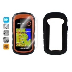 9h temperado protetor de tela escudo filme + silicone proteger caso para garmin etrex 22x 32x 30x 20x 10x 309x 201x handheld gps