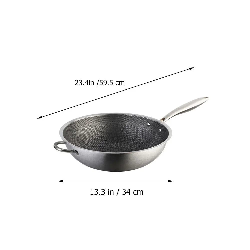 Hob Stainless Steel Wok Removable Handle Cookware Everyday Pan Nonstick Frying Electric Stove