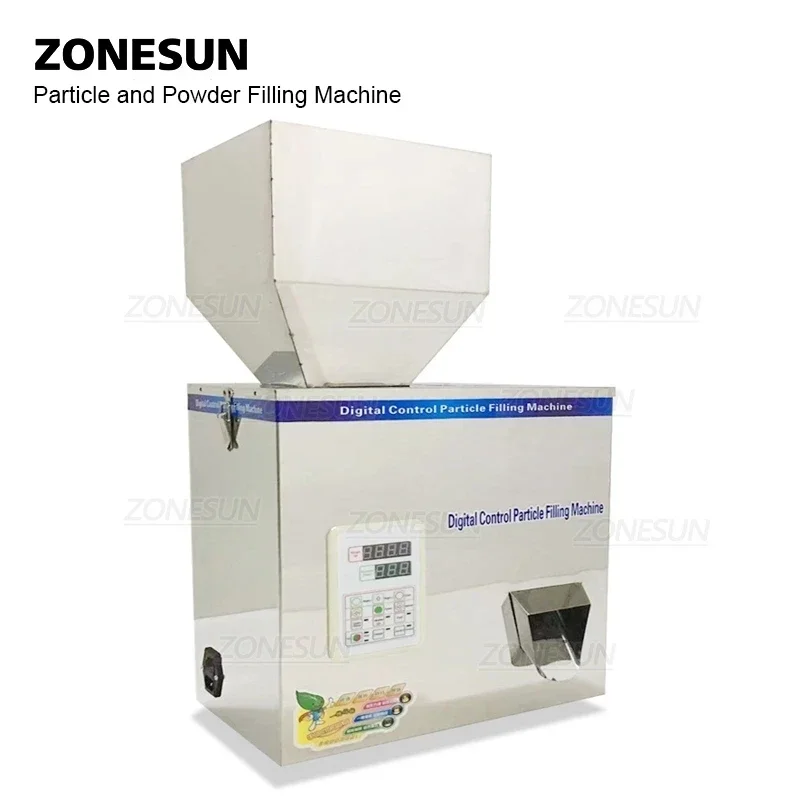 ZONESUN 5-500G Digital Powder & Granule Filling Machine | SUS304 Weighing Filler for Matcha, Rice, Tea, Coffee, Food Packaging