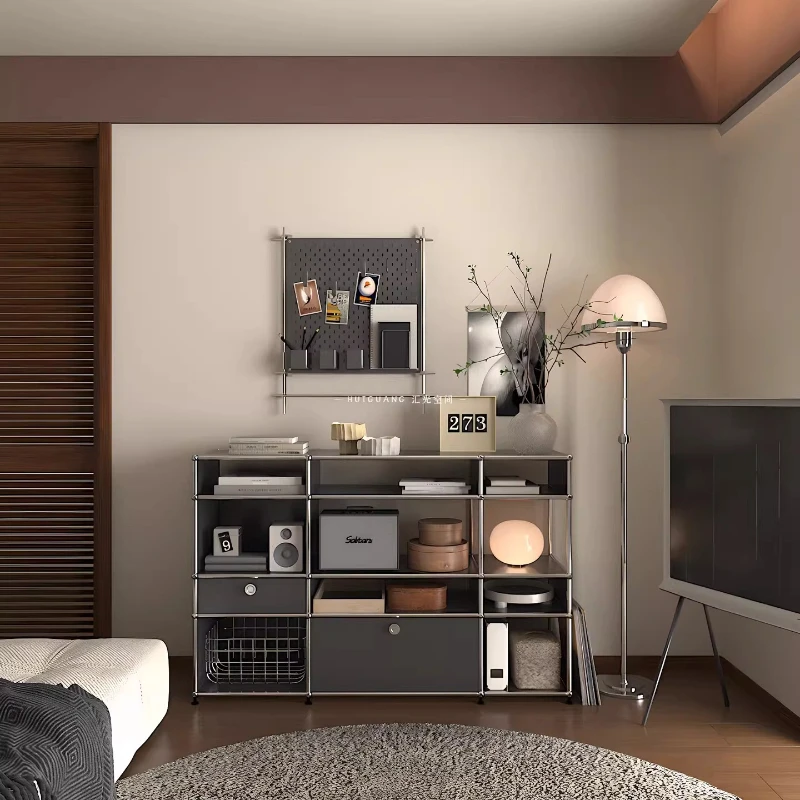 Modern simple optical axis hole board shelf multi-layer storage rack living room bedroom advanced storage rack display