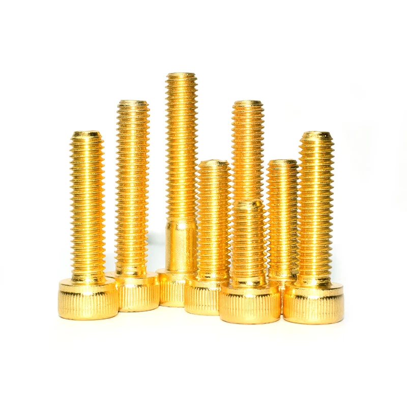 1Pcs/2Pcs/5Pcs Length 5-45mm 10.9/12.9 Grade Allen Screw, Hex Socket Cap Cup Head Screw Gold Plated Bolts M4 M5 M6 M8 M10