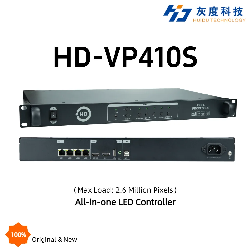 

HUIDU HD-VP410S All-in-one LED Controller Max 2.6 Million Pixels 4×Gigabit Ethernet LED Screen Controller for LED Display