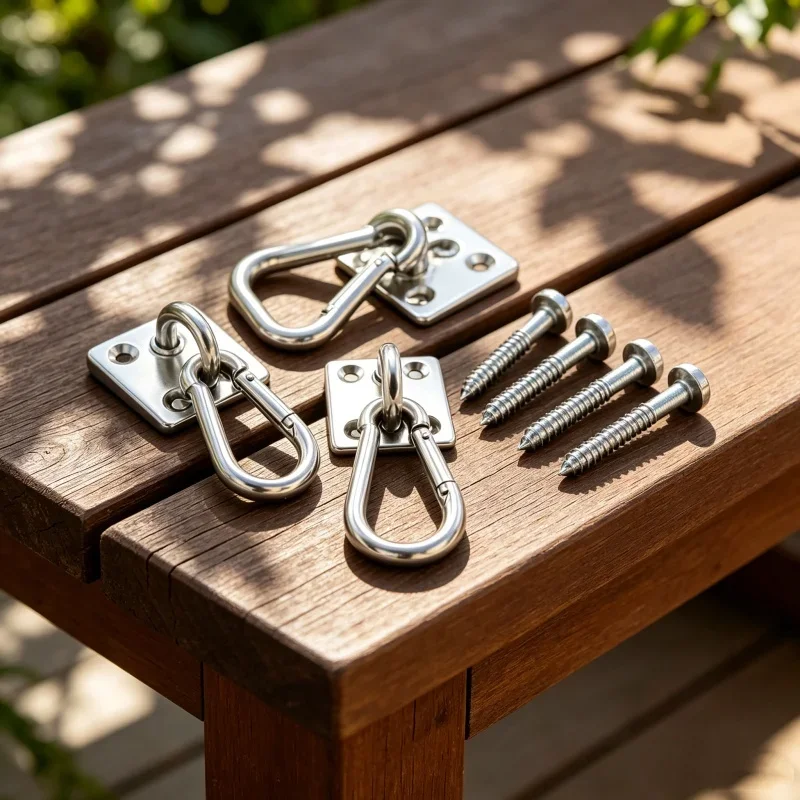 2 Pcs Stainless Steel Hammock Metal Hook Heavy Duty Base for Hammock Hanging Basket Sandbag Swing Door Buckle Hanging Hardware