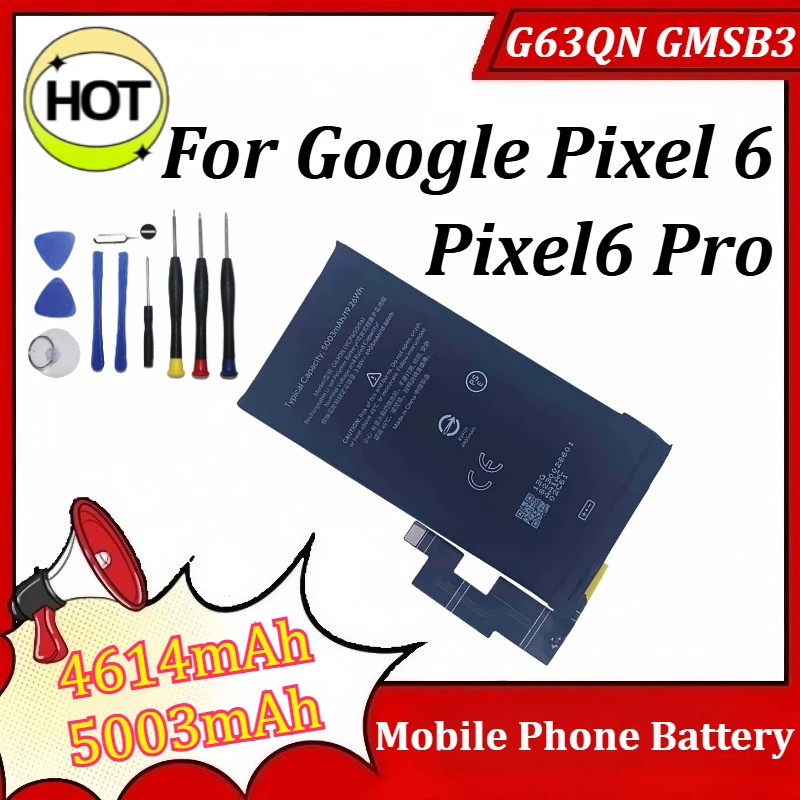 

G63QN GMSB3 4614mAh 5003mAh for HTC for Google Pixel 6 Pixel6 Pro GB7N6 G8VOU Battery + Tools Mobile Phone Battery