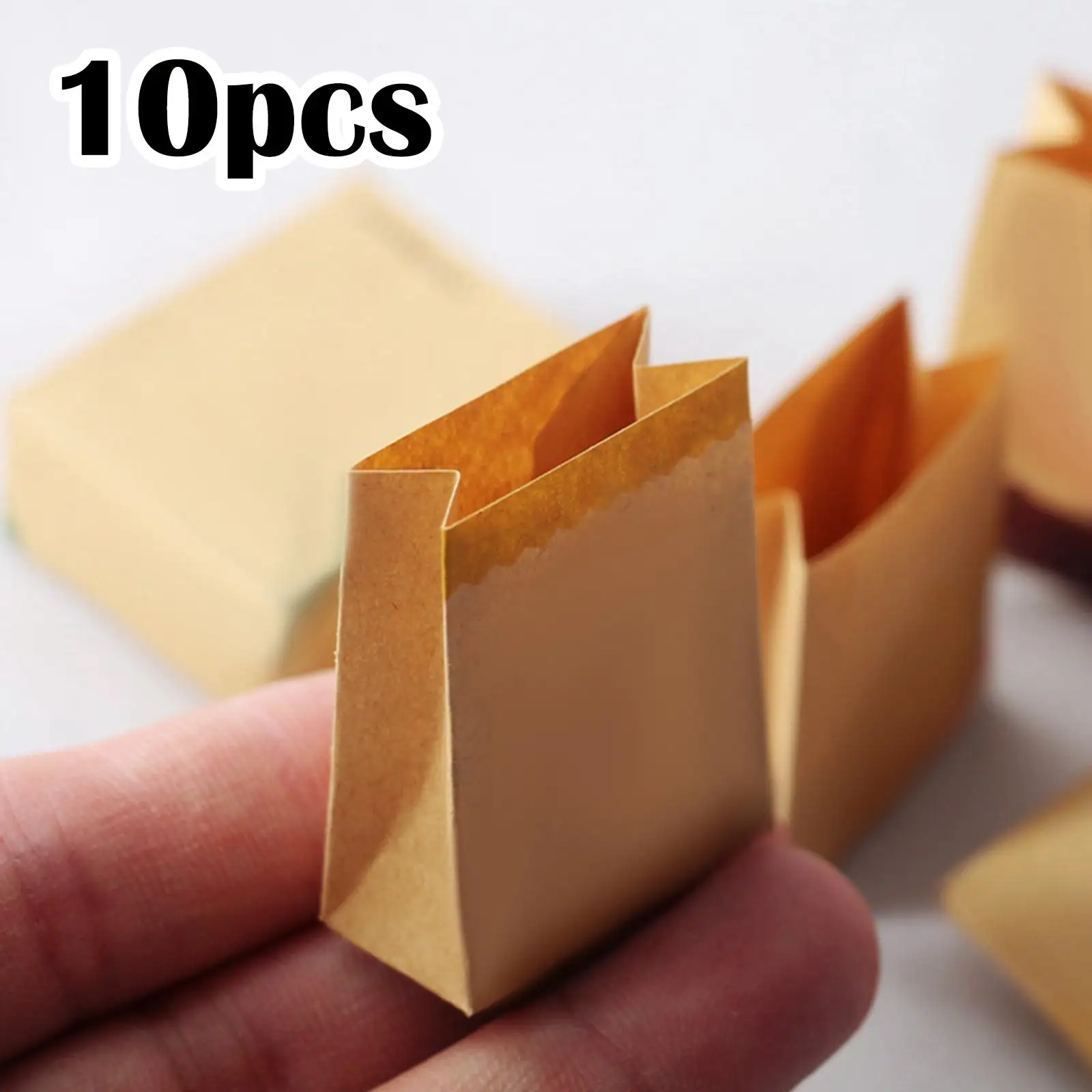 10Pcs Mini Bread Bag Bakery Packing Bag Snack Bags /12 Dollhouse Life Scene Pretend Play Kitchen Playset Bakery